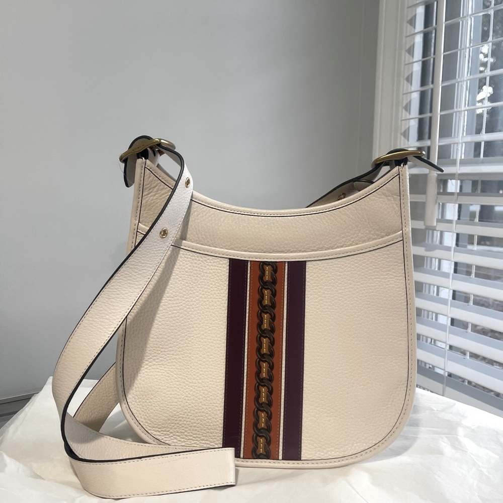 New! One of a kind. Coach Varsity Stripe Emery White Leather Crossbody